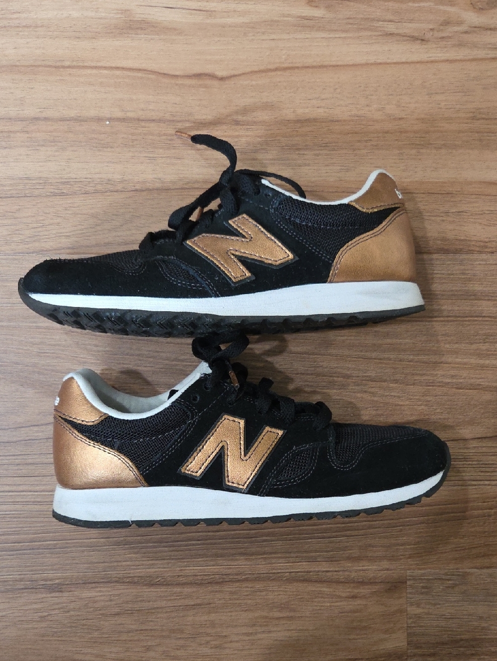 New Balance Black and Bronze Low-Top Sneakers